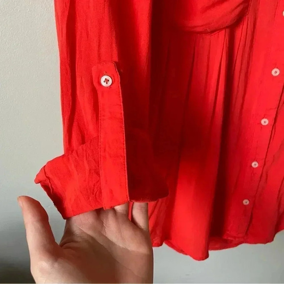 Anthropologie | Maeve Orange Button Down  Blouse - Picture 4 of 6